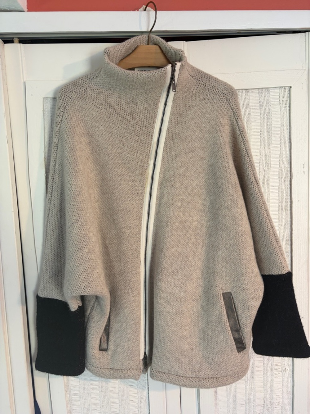 NEW AMS PURE asymmetric sweater in tan/brown size L